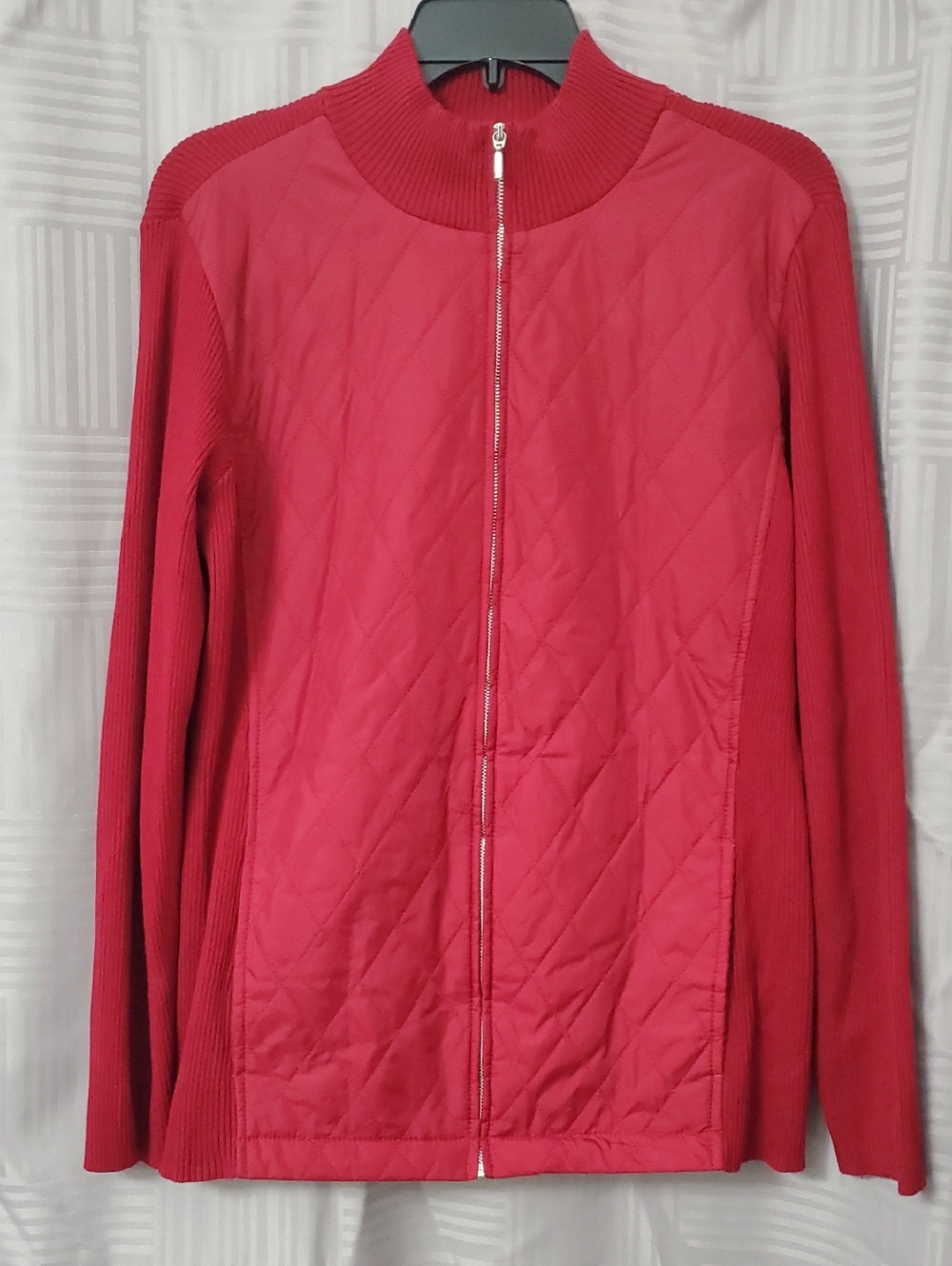 Quilted Full-Zip Bomber Jacket - Red